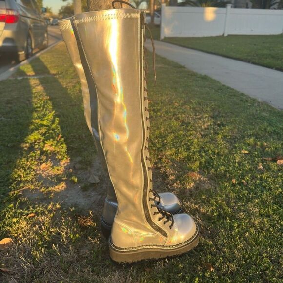 Rave Demonia So-Emily-375 Silver Thigh High Platform Boots - Picture 9 of 9